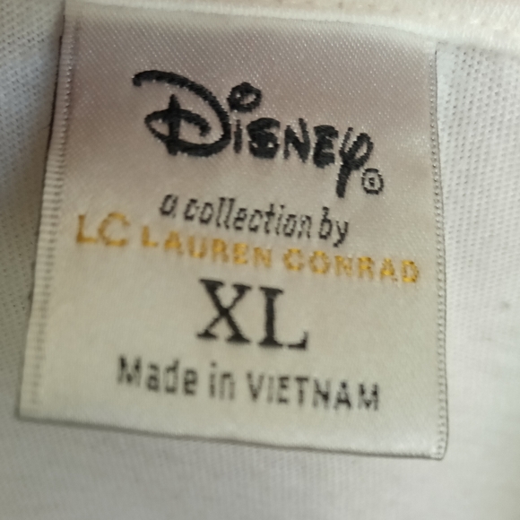LC Lauren Conrad Disney Collection T Shirt  XL Minnie Mouse Pink Tulle Bow Ivory - Picture 6 of 6